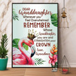 Flamingo Dear Granddaughter Remember Whose Granddaughter You Are Satin Portrait Wall Art Canvas - MakedTee
