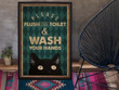 Please Flush The Toilet And Wash Your Hands Cat Printed Wall Art Decor Canvas - MakedTee