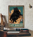 Get Naked Cat Cat Sign For Home Retro Cat Vintage Gift Black Cat Satin Portrait Wall Art Canvas - MakedTee