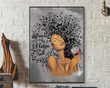 Easily Distracted By Music And Wine Black Woman African America Pot Head Music Notes Wine Lover Gift Satin Portrait Wall Art Canvas - MakedTee