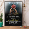 Basketball Dad To My Daughter I Am The Storm I Love You Satin Portrait Wall Art Canvas - MakedTee