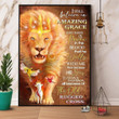 Lion King I Still Believe In Amazing Grace That There Is Power In The Blood Satin Portrait Wall Art Canvas - MakedTee
