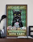 Crochet And Knitting Just A Cat Lady Wall Art Print Canvas - MakedTee
