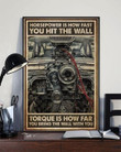 Horsepower Is How Fast You Hit The Wall Torque Is How Far You Bring The Wall With You Engine Home Decor Print Wall Art Canvas - MakedTee