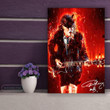 Legend Angus Young Play Guitar On Fire Signed For Fan Print Wall Art Decor Canvas Prints - MakedTee