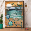 Turtle The Ocean Stirs The Heart Inspires The Imagination Satin Portrait Wall Art Canvas - MakedTee