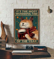 Its The Most Wonderful Time Of The Year Cat Printed Wall Art Decor Canvas - MakedTee