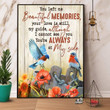 Blue Birds You Left Me Beautiful Memories You'Re Always At My Side Satin Portrait Wall Art Canvas - MakedTee