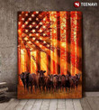 Cows In The Forest & American Flag Canvas - MakedTee