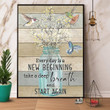 Hummingbird Every Day Is A New Beginning Take A Deep Breath Satin Portrait Wall Art Canvas - MakedTee