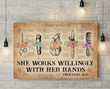 Hairdresser Tools She Works Willingly With Her Hands Proverbs 31 13 Bible Verse Print Wall Art Decor Canvas Poster Canvas - MakedTee