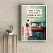 Tuxedo Cat In Sewing Room Just A Girl Who Loves Sewing & Cat Printed Wall Art Decor Canvas - MakedTee