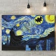 Batman Starry Night Van Gogh Oil Painting Style For Fan Print Wall Art Decor Canvas Poster Canvas - MakedTee