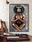 Black King Praying I Am Powerful Leader Empowered Wall Art Print Canvas - MakedTee