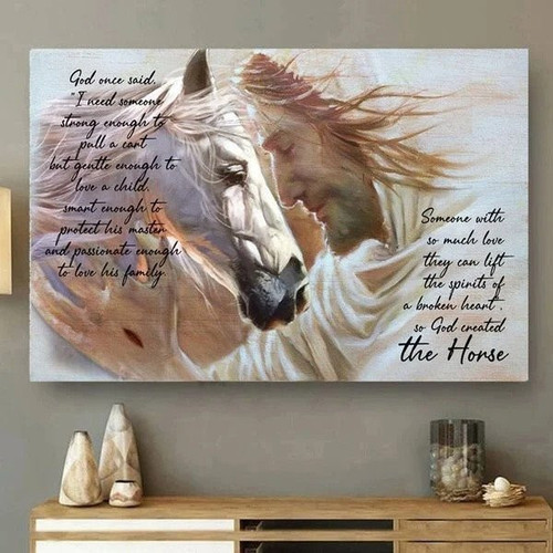Horses Wall Art, God Created The Horse Canvas Prints, Jesus Canvas Prints, Christian Wall Art  - Posters Canvas Prints Wall Art