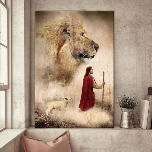 Jesus And Lion - The Perfect Combination Canvas Prints, Jesus Painting, Jesus Wall Art Canvas Prints 2  - Posters Canvas Prints Wall Art