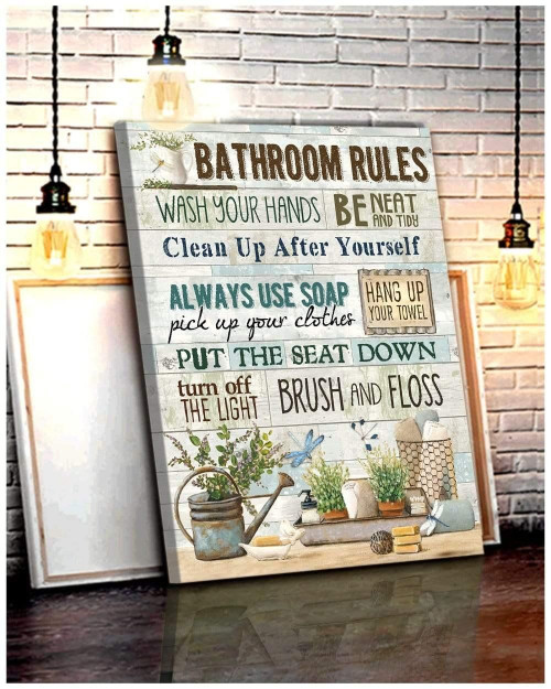 Bathroom Rules Dragonfly Wall Canvas Poster Wall Art