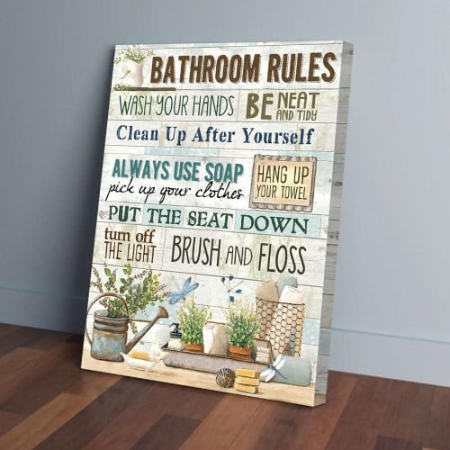 Bathroom Rules Dragonfly Canvas Poster Wall Art