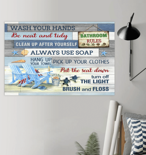 Turtle Turtle Bathroom Rules Canvas Poster Wall Art