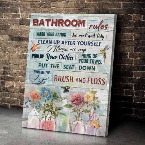 Bathroom Rules Hummingbird Wall Canvas Poster Wall Art