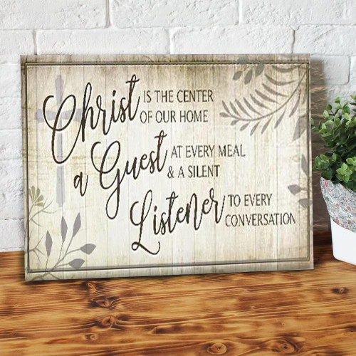 Christ Is The Center A Guest At Every Meal Wood Frame Christian Canvas Poster Wall Art Decor