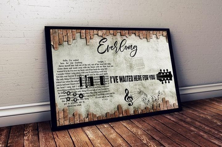 Foo Fighters Everlong Ive Waited Here For You Lyric Guitar Typography Poster Wall Art Print Decor Canvas, Wall Art Print Decor Canvas - MakedTee