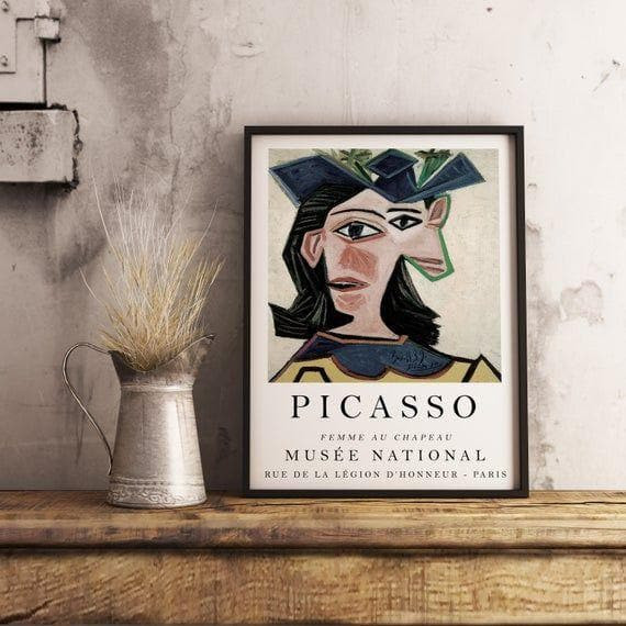Picasso Art Supreme Quality Printfemme Au Chapeau Wall Art Decorabstractcubism Printed Wall Art Decor Canvas - MakedTee
