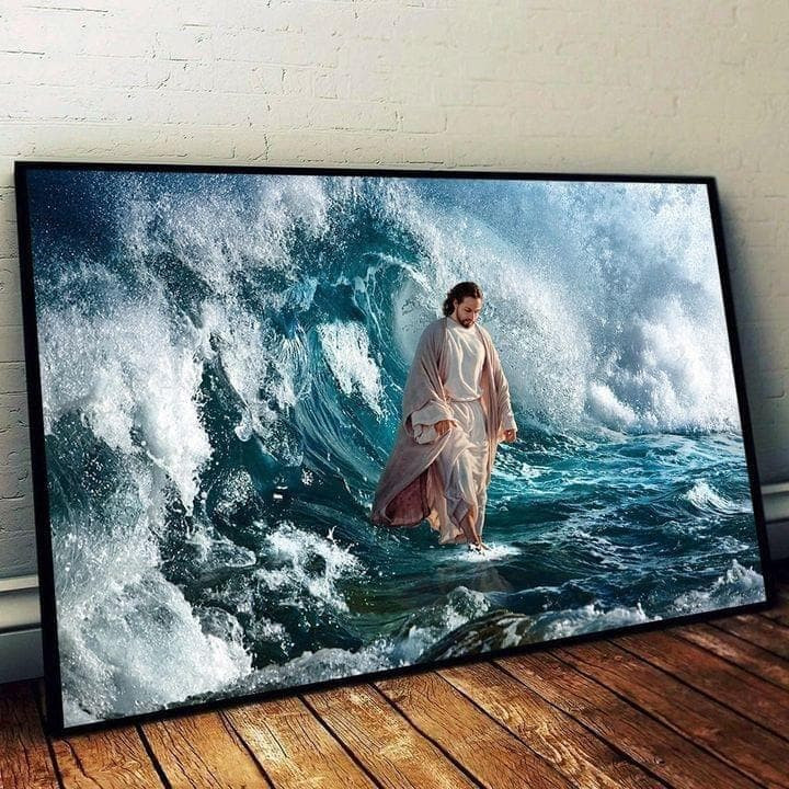 Jesus Walking On The Sea Wall Art Print Canvas - MakedTee