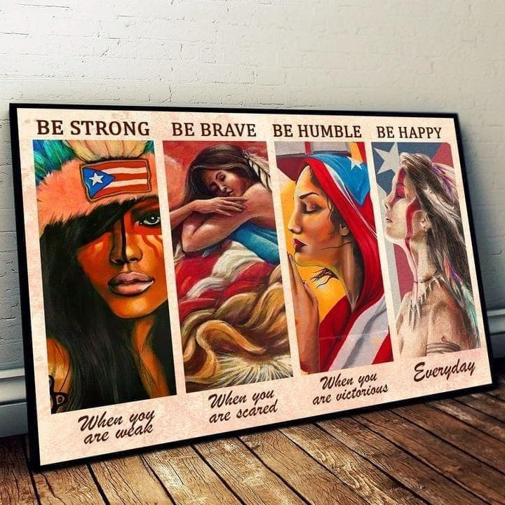 Girls Be Strong Be Brave Be Humble Be Happy Everyday Wall Art Print Canvas - MakedTee