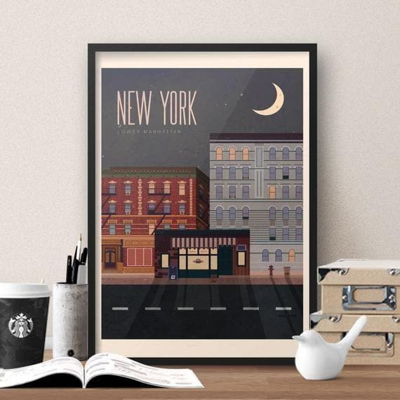 Friends Tv Show Themed New York Travel Poster - Vintage Style New York Travel Print Wall Art Canvas - MakedTee