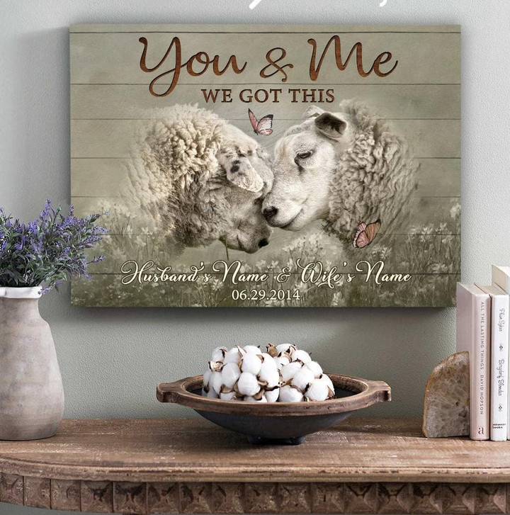 Personalized Name Text Sheep Farmhouse Hanging Wall Art Decor Gift For Anniversary You And Me Wall Art Canvas - MakedTee