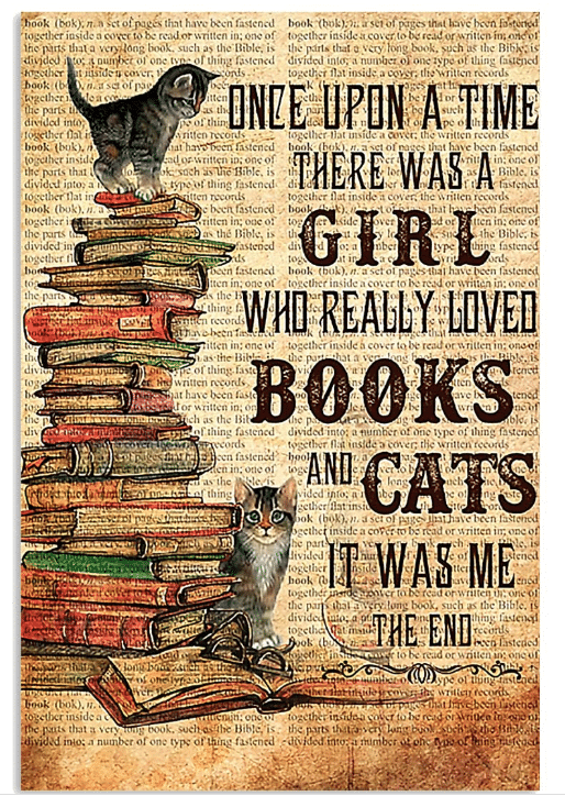 Once Upon A Time There Was A Girl Who Really Loved Books And Cats Print Wall Art Canvas - MakedTee
