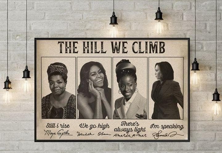 Amanda Gorman Quote The Hill We Climb Black Women Signed Printed Wall Art Canvas - MakedTee