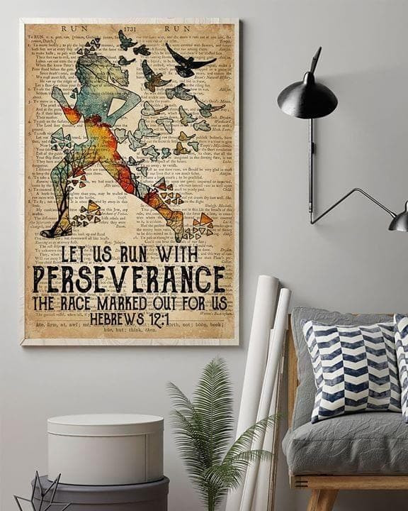 Let Us Run With Perseverance The Race Marked Out For Us Hebrews 12 1 Printed Wall Art Decor Canvas - MakedTee