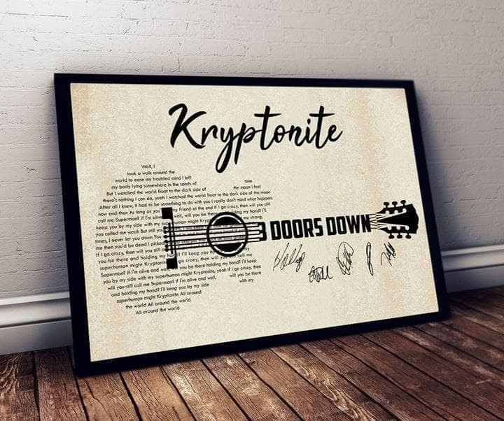 Doors Down Lyric Guitar Typography Signed Poster Wall Art Print Decor Canvas - MakedTee