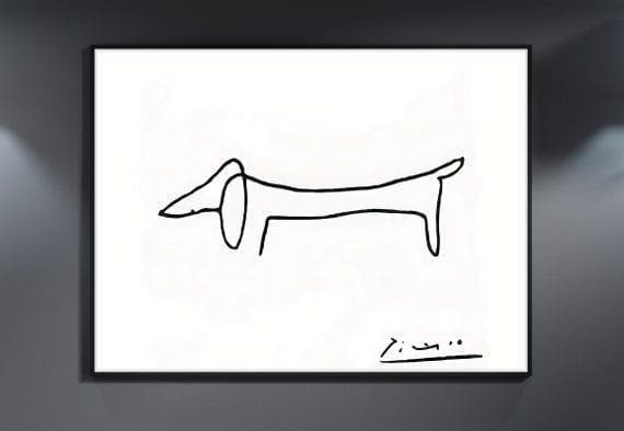 Picasso Dog Line Art Print Line Art Animal Print Dog Printed Wall Art Decor Canvas - MakedTee