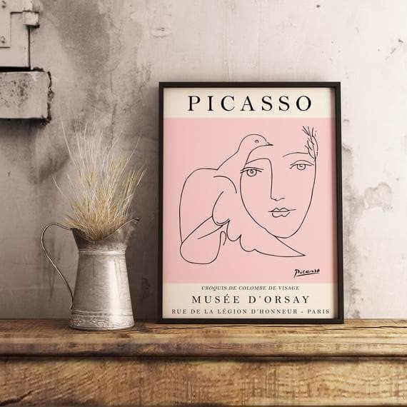 Picasso Exhibition Line Art Bird Print Wall Art Decor Canvas - MakedTee