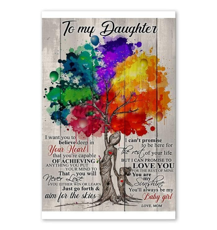 Mom To Daughter You Are My Sunshine Colorful Love Tree Of Mom And Daughter Print Wall Art Canvas - MakedTee