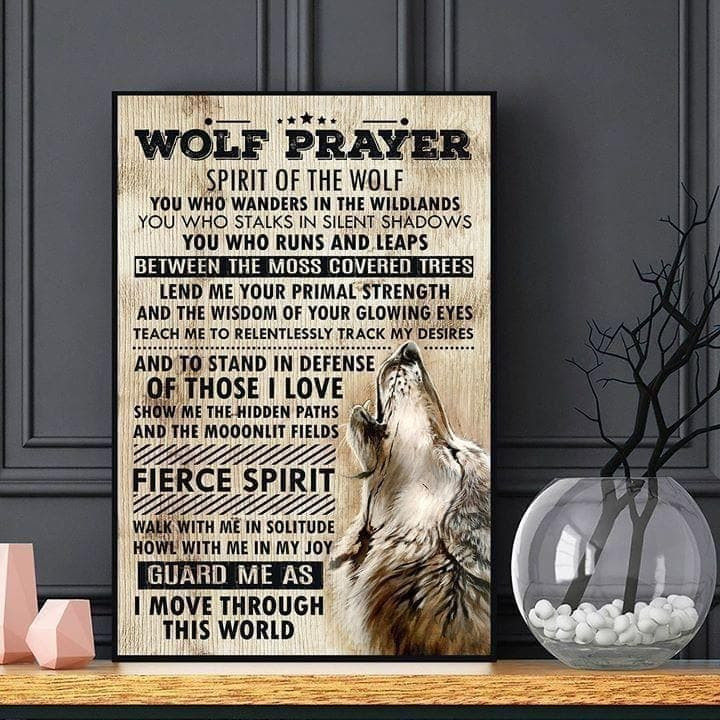 Wolf Prayer Spirit Of The Wolf Wall Art Print Canvas - MakedTee