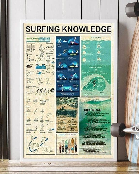 Surfing Knowledge Chart For Surfing Lover Wall Art Print Canvas - MakedTee