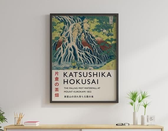 Katsushika Hokusai The Falling Mist Waterfall Oriental Japanese Vintage Print Wall Art Decor Canvas - MakedTee