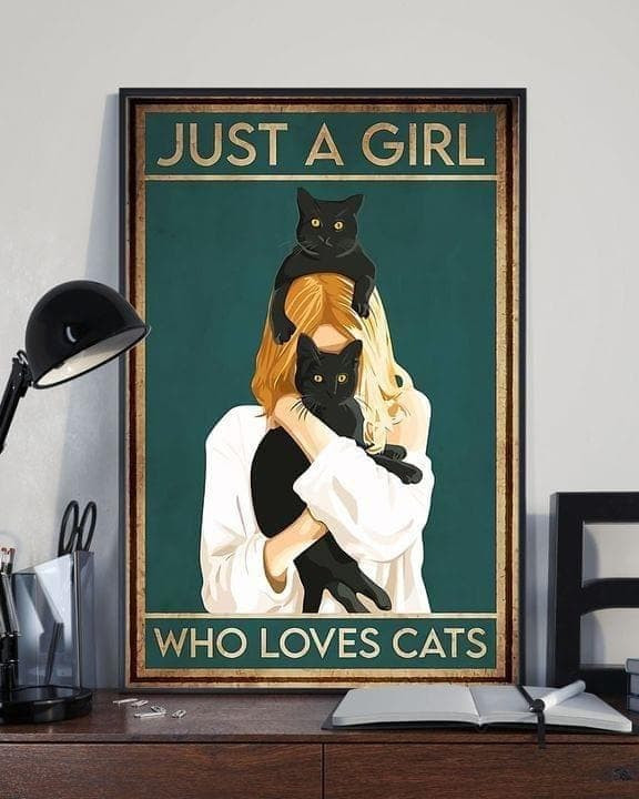Just A Girl Who Loves Cats Wall Art Print Canvas - MakedTee