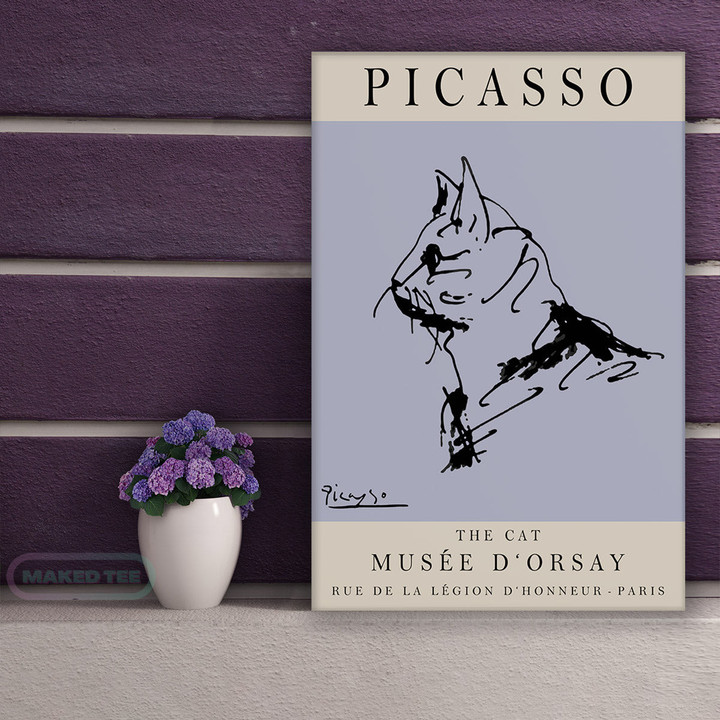 Picasso Exhibition The Cat Art Line Drawingart Print Bedroom Printed Wall Art Decor Canvas Prints - MakedTee