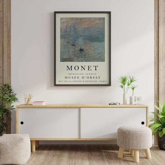 Monet Exhibition Impression Sunrise Gallery Quality Print Wall Art Decor Canvas - MakedTee