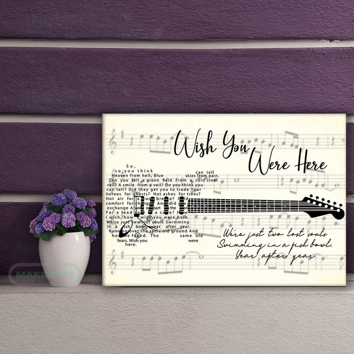 Pink Floyd Wish You Were Here Lyric Guitar Typography Poster Wall Art Print Decor Canvas Prints