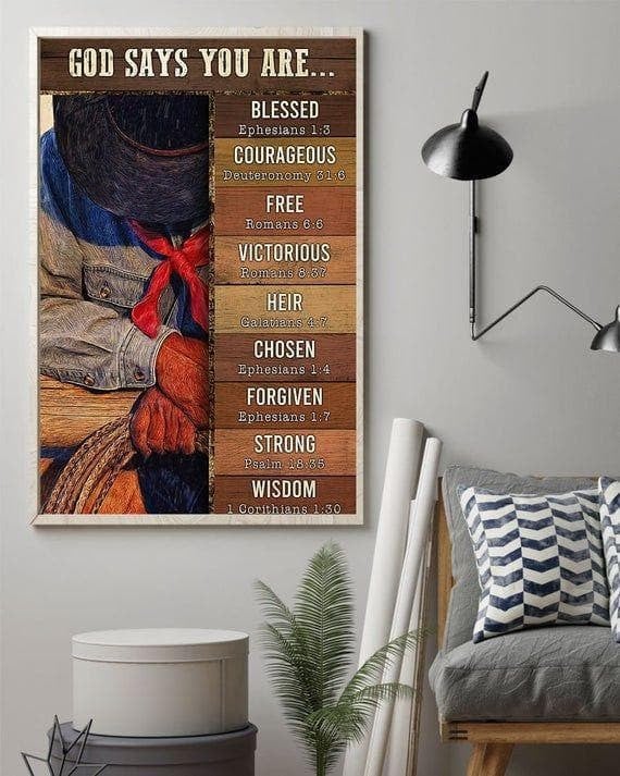 Cowboy God Says You Are Poster D Canvas - MakedTee