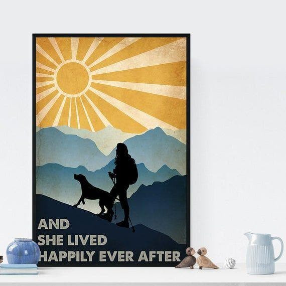 Dog And She Lived Happily Ever After Vintage Printed Wall Art Decor Canvas - MakedTee