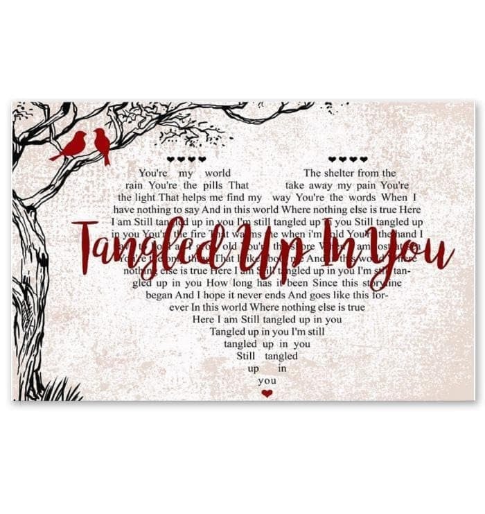 Aaron Lewis Tangled Up In You Lyric Heart Typography Tree Bird Wall Art Print Decor Canvas Poster Canvas - MakedTee