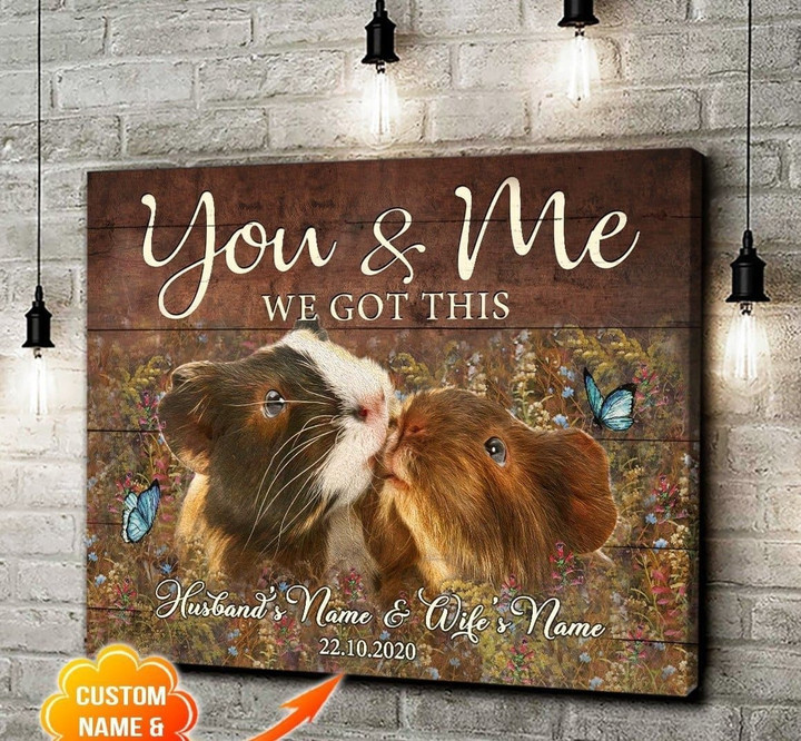 Personalized Name Text Guinea Pigs Gift Idea For Valentine You And Me We Got This Wall Art Canvas - MakedTee
