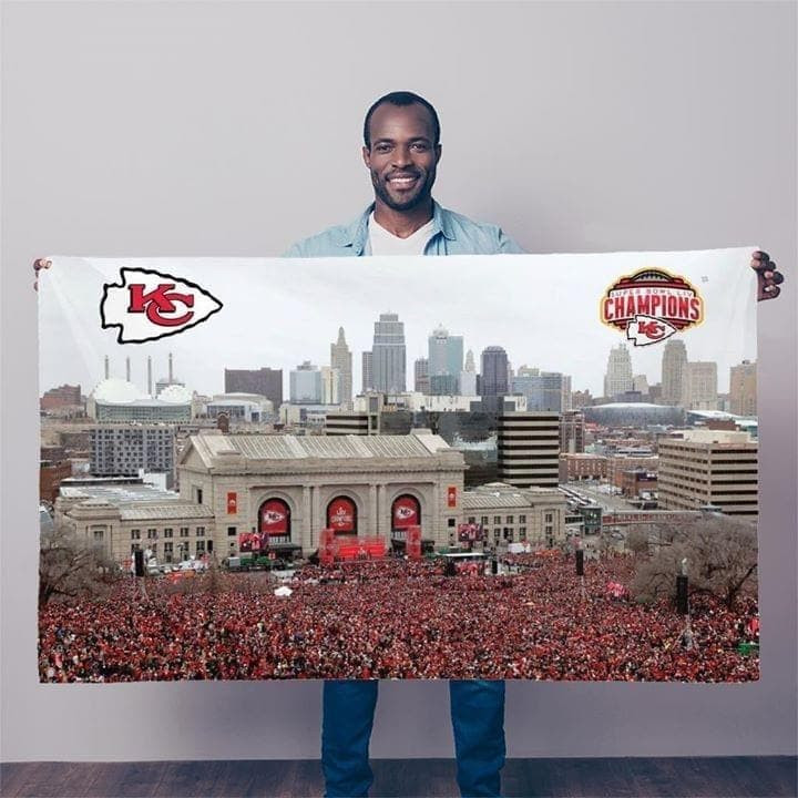 Kansas City Chiefs Super Bowl Liv Champions Celebration Parade High View Poster Wall Art Print Decor Canvas - MakedTee